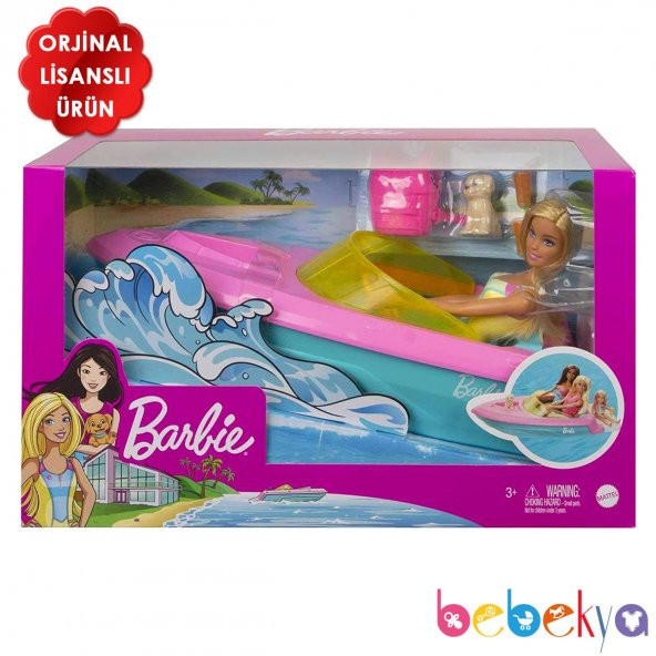 Orjinal Barbie Bebek ve Yüzebilen Teknesi Oyun Seti Orjinal Barbie Bebek ve Teknesi GRG30