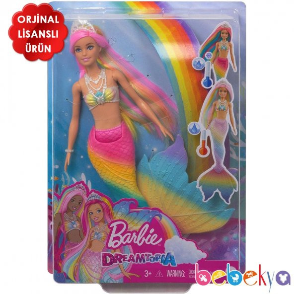 Orjinal Barbie Color Reveal Renk Değiştiren Sihirli Denizkızı Barbie Dreamtopia Bebek GTF89