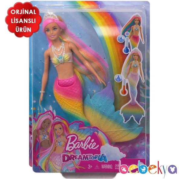 Orjinal Barbie Color Reveal Renk Değiştiren Sihirli Denizkızı Barbie Dreamtopia Bebek GTF89 ürün görseli