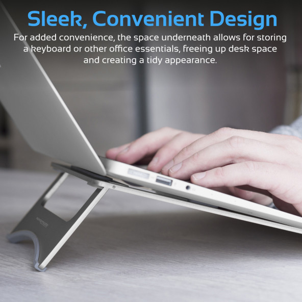 Promate Deskmate-3 Laptop Standı Ayarlanabilir Alüminyum Dizüstü Bilgisayar Notebook Için Kaymaz Gümüş - 7