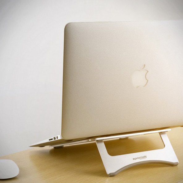 Promate Deskmate-3 Laptop Standı Ayarlanabilir Alüminyum Dizüstü Bilgisayar Notebook Için Kaymaz Gümüş - 8