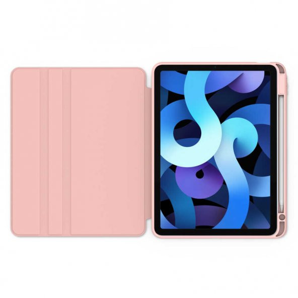 Apple iPad 10.2 (8.Nesil) Kılıf Kalem Bölmeli Dönebilen Standlı Silikon - 11