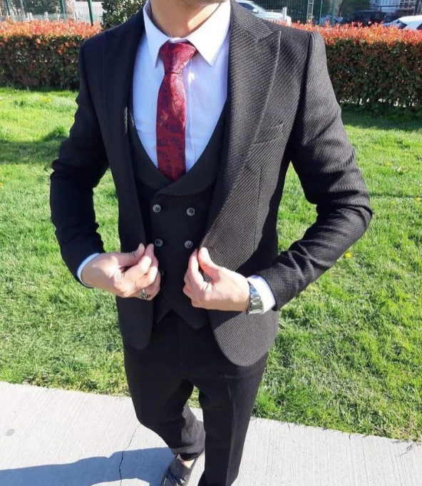 Tomms Erkek Siyah İtalyan Kesim Tek Ceket Slim Fit DPCLSS-1219 - 2