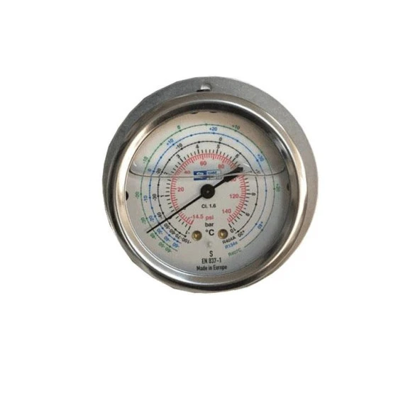 T-Cold TC-500 GFR4 Yüksek Basınç Gliserinli Arkadan Çıkışlı Rakorlu Manometre R-410A