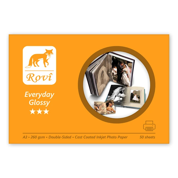 Rovi Everyday Parlak Çift Taraflı Fotoğraf Kağıdı 260gsm 50yp A3