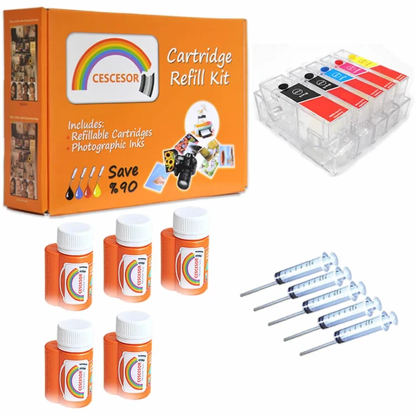 Canon PGI-525 CLI-526 Uyumlu Kartuş Dolum Seti - 5 Renk ürün görseli 1