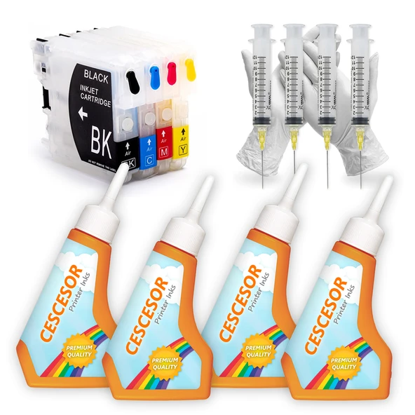 Brother LC38, LC39, LC67 Uyumlu Kartuş Dolum Seti - 4 Renk ürün görseli 1