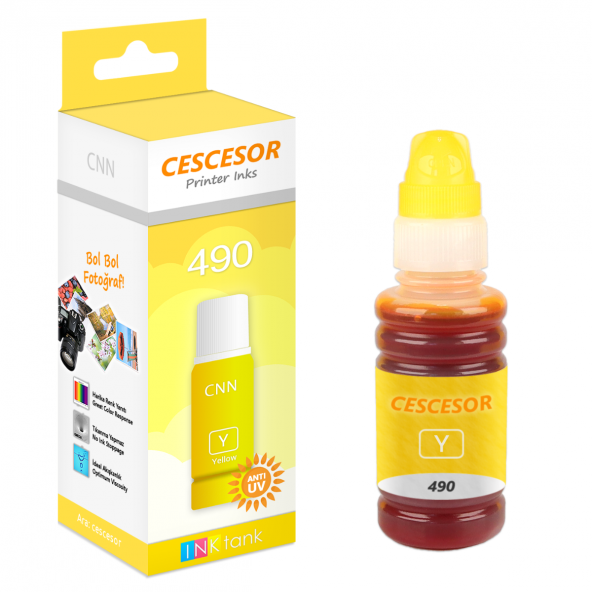 Canon 490 Sarı Muadil Mürekkep - 70 ml - CESCESOR ürün görseli 1