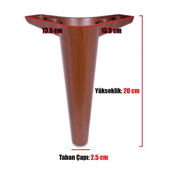 Mobilya Kanepe Sehpa Puf Koltuk Ayağı Kahverengi Baza Ayak 20 cm - 3
