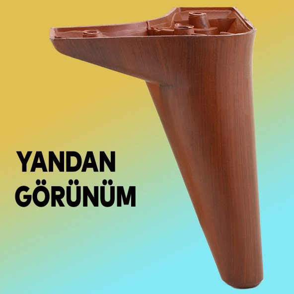 Lüks Mobilya Kanepe Sehpa TV Ünitesi Koltuk Ayağı 15 cm Kahverengi Ahşap Desenli Baza Ayak - 3