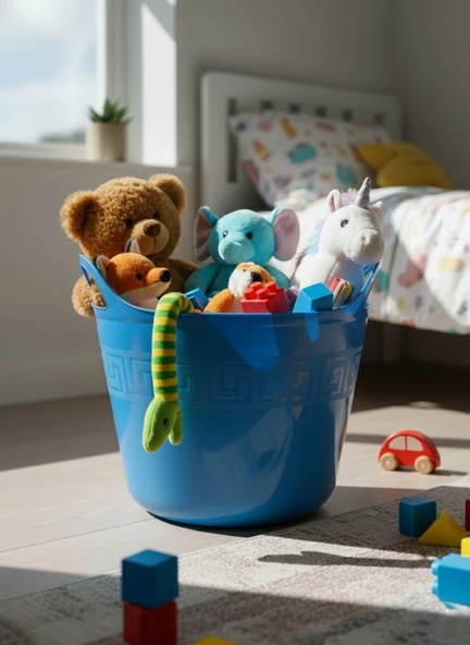 Mavi, Esnek Plastik Kova – 42 Litre, Kurban Kovası, Esneyebilen Oyuncak ve Çamaşır Sepeti ürün görseli 1