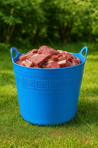 Mavi, Esnek Plastik Kova – 42 Litre, Kurban Kovası, Esneyebilen Oyuncak ve Çamaşır Sepeti - Resim 9