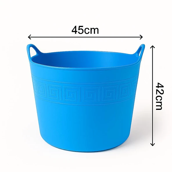 Mavi, Esnek Plastik Kova – 42 Litre, Kurban Kovası, Esneyebilen Oyuncak ve Çamaşır Sepeti - Resim 7