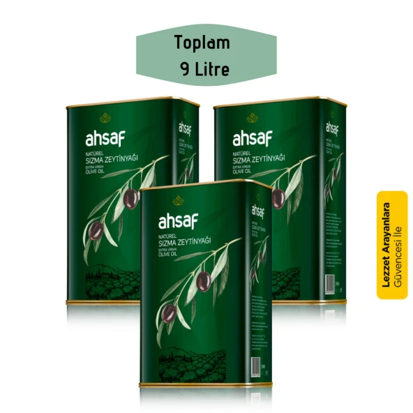 Ahsaf Naturel Sızma Zeytinyağı 3 lt 3'lü Ekonomik Paket