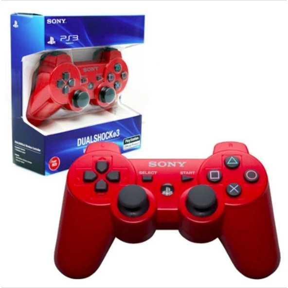 Sony PS3 Joystick PS3 KOL  KIRMIZI ŞARJ KABLOSU İLE BİRLİKTE