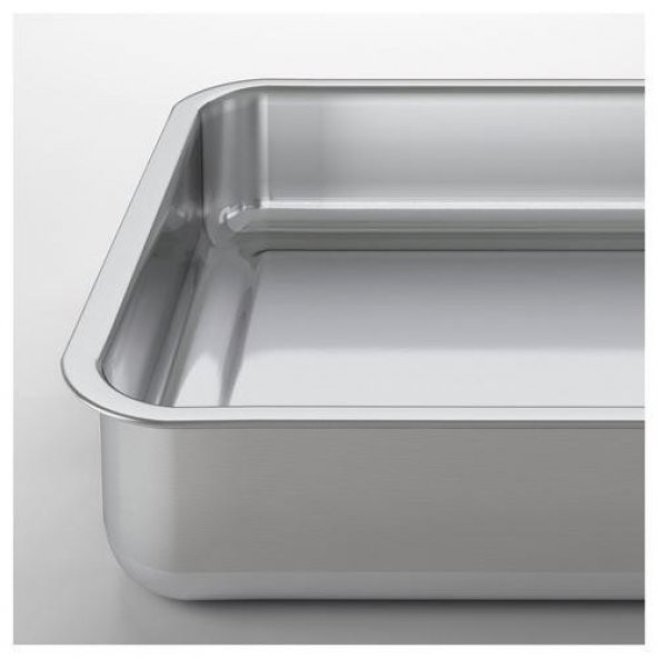 Metal Kare Fırın Kabı MeridyenDukkan 24x34 Cm Paslanmaz Çelik Kulplu Kare Fırın Pişirme Tepsisi - 4
