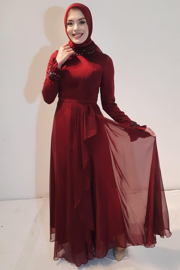 Tuana Uzun Janjan Kumaş Tesettür Abiye 16850