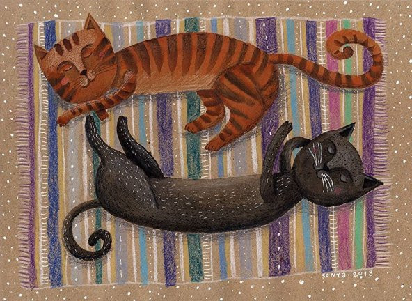1000 Parça Uykudaki İki Kedi Puzzle - Sofya Saburova