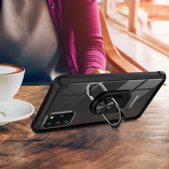 Samsung Galaxy Note 20 Kılıf Kenar Korumalı Antişok Yüzüklü Kapak - 7