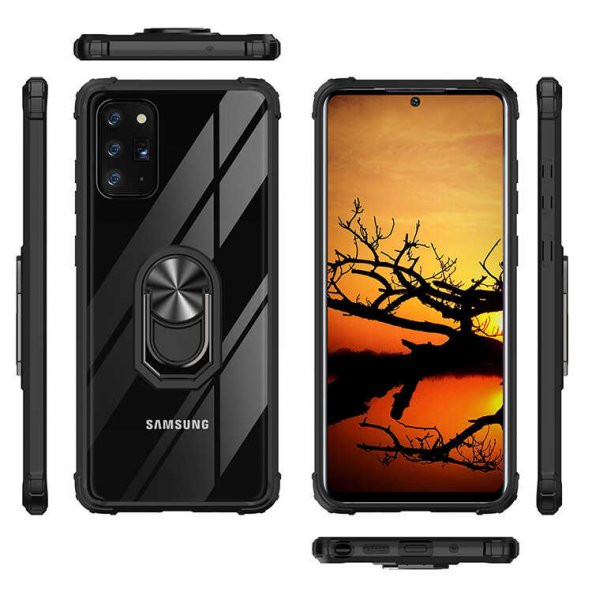 Samsung Galaxy Note 20 Kılıf Kenar Korumalı Antişok Yüzüklü Kapak - 8