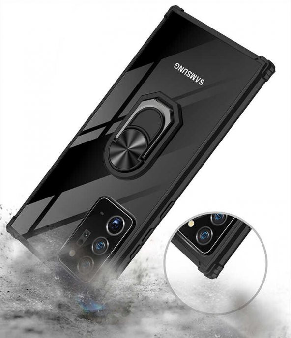 Samsung Galaxy Note 20 Ultra Kılıf Kenar Korumalı Antişok Yüzüklü Kapak - 12