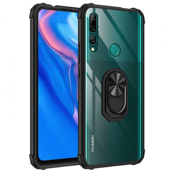 Huawei Y9 Prime 2019 Kılıf Kenar Korumalı Antişok Yüzüklü Kapak - 3
