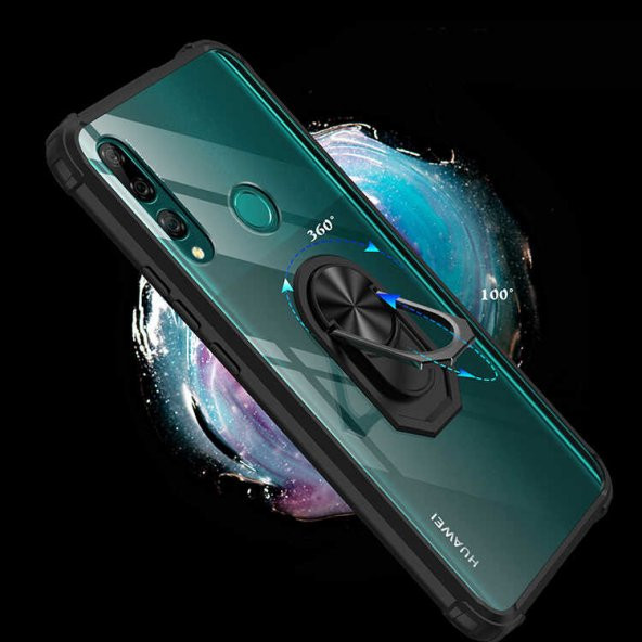 Huawei Y9 Prime 2019 Kılıf Kenar Korumalı Antişok Yüzüklü Kapak - 5