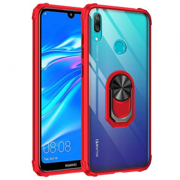 Huawei Y7 Prime 2019 Kılıf Kenar Korumalı Antişok Yüzüklü Kapak - 2