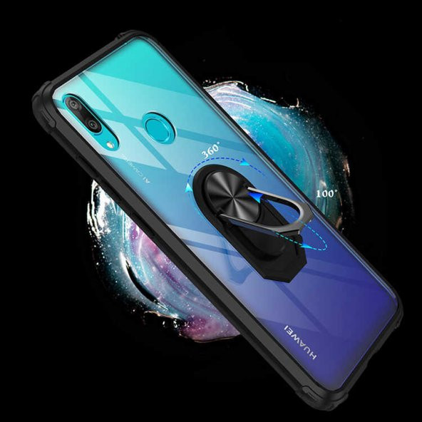Huawei Y7 Prime 2019 Kılıf Kenar Korumalı Antişok Yüzüklü Kapak - 5