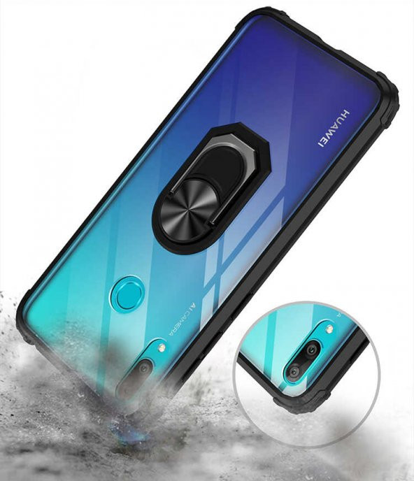 Huawei Y7 Prime 2019 Kılıf Kenar Korumalı Antişok Yüzüklü Kapak - 6
