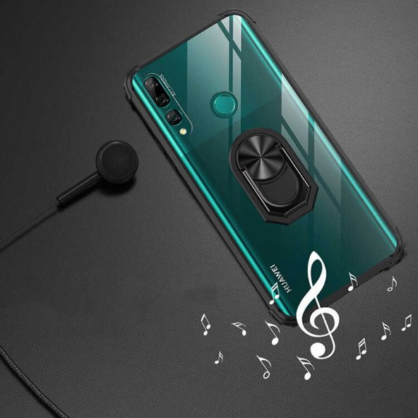 Huawei Y9 Prime 2019 Kılıf Kenar Korumalı Antişok Yüzüklü Kapak - 12