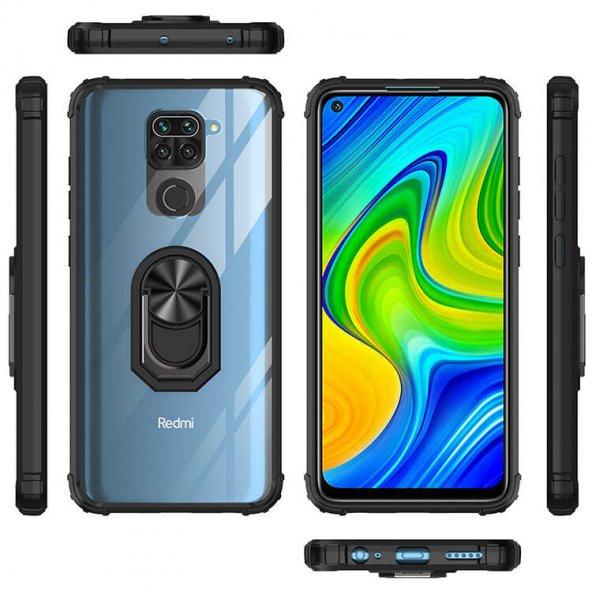 Xiaomi Redmi Note 9 Kılıf Kenar Korumalı Antişok Yüzüklü Kapak - 7