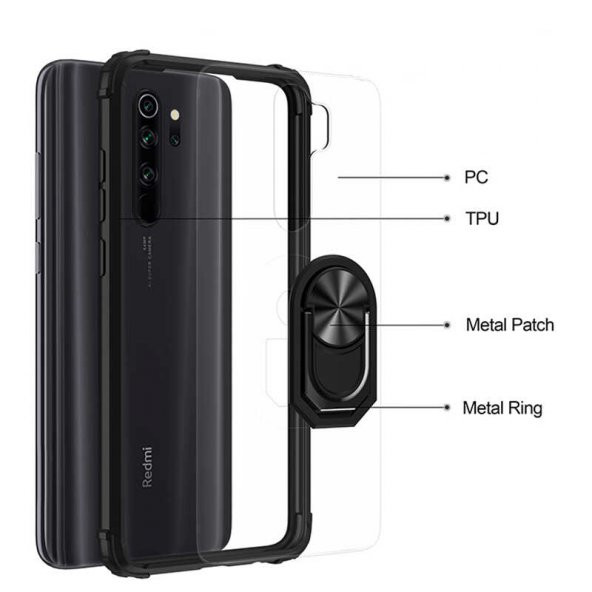 Xiaomi Redmi Note 8 Pro Kılıf Kenar Korumalı Antişok Yüzüklü Kapak - 6
