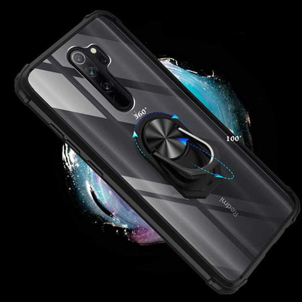 Xiaomi Redmi Note 8 Pro Kılıf Kenar Korumalı Antişok Yüzüklü Kapak - 8