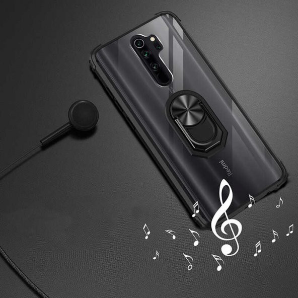 Xiaomi Redmi Note 8 Pro Kılıf Kenar Korumalı Antişok Yüzüklü Kapak - 11