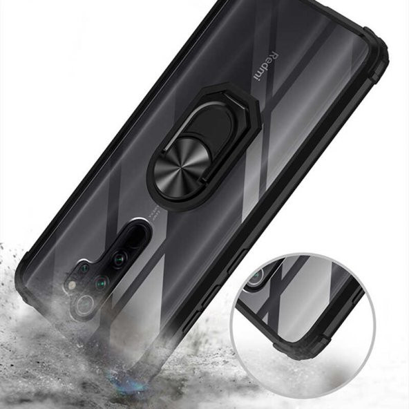 Xiaomi Redmi Note 8 Pro Kılıf Kenar Korumalı Antişok Yüzüklü Kapak - 12