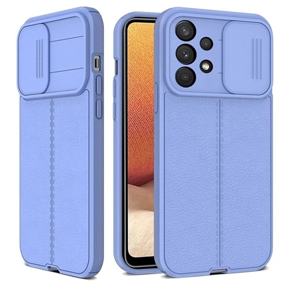 Gpack Samsung Galaxy A13 4G Kılıf Kamera Sürgülü Deri Dokulu Mat Silikon - 7