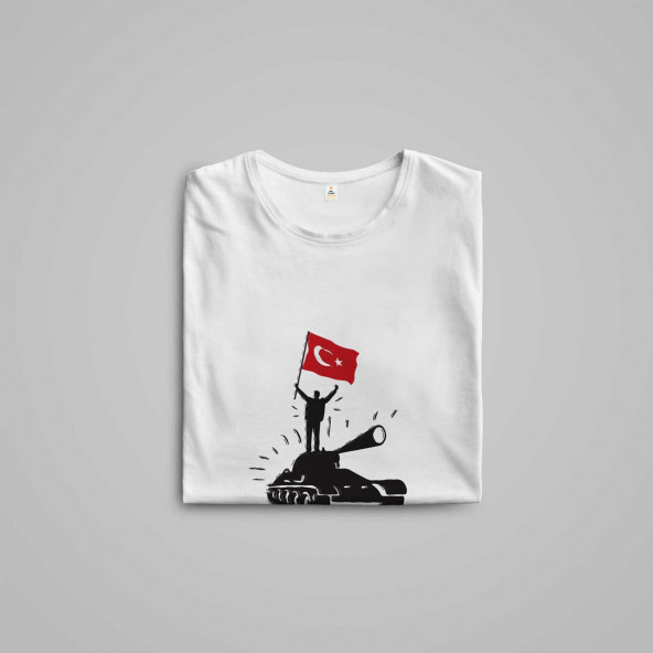 15 Temmuz Tank Baskılı - Yazlık Sıfır Yaka Tshirt - 9