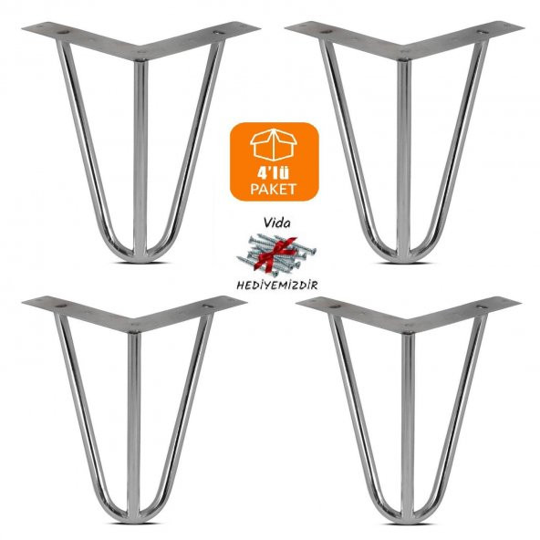 Metal Mobilya Ayağı Mil 15 Cm Krom 4 Adet