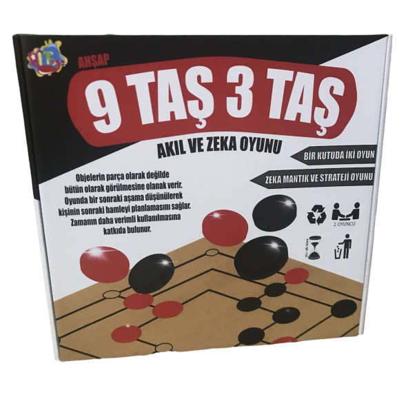 Ahşap 9 Taş 3 Taş Akıl Zeka ve Strateji Oyunu