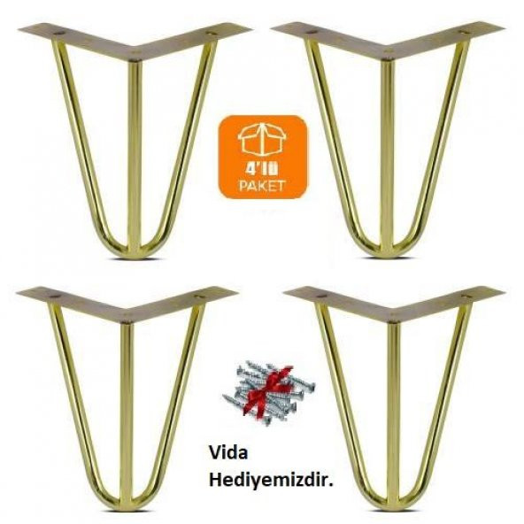 Metal Mobilya Ayağı Mil 15 Cm Gold 4 Adet