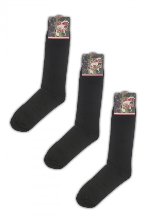 3lü Siyah Uzun Asker Çorabı - Havacı Asker Çorap - Asker Malzemeleri
