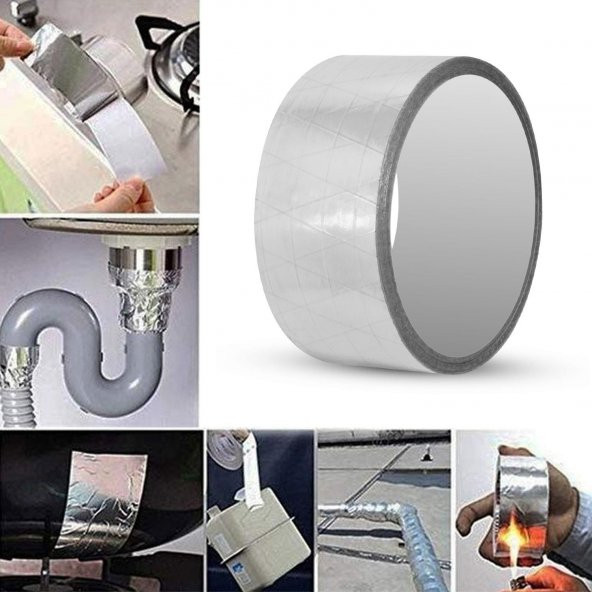 Alüminyum Folyo Bant 48 mm x 5 Mt Sızdırmaz Takviyeli Yanmaz Soba Borusu Bandı - 2