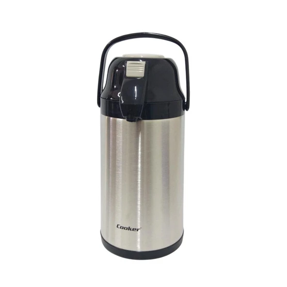 Cooker 3,5 Litre İnox Pompalı Çelik Termos CKR-2008 Siyah