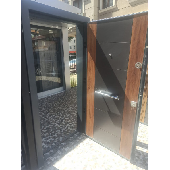 11450 Çelik Kapı, Antrasit Statik Çelik Kapı Modelleri Sağ Açılım Çelik Kapı - 9