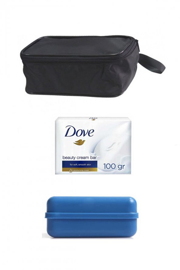 3lü Paket: Tıraş Çantası Dove Cream Bar Sabun ve Sabun Kutusu