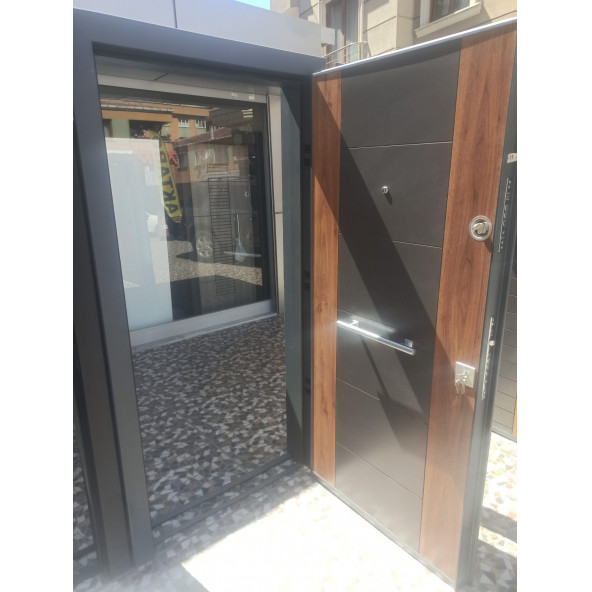 11450 Çelik Kapı, Antrasit Statik Çelik Kapı Modelleri Sol Açılım Çelik Kapı