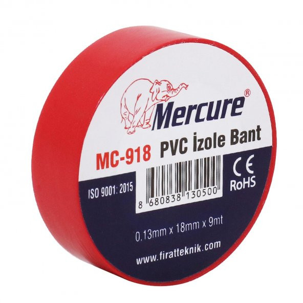 Elektrikçi Bandı Kırmızı İzole Elektirik Bant Bandı Pvc 9 Metre - 2