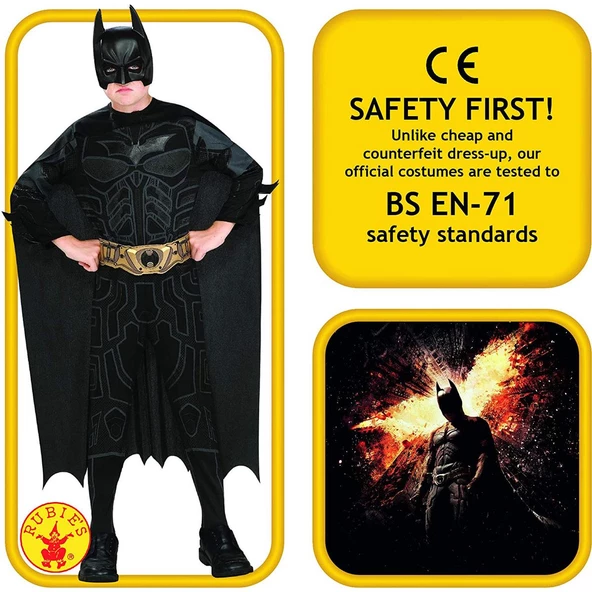 ORJİNAL DC Comics Batman Kostüm 8-10 Yaş Kara Şövalye Kıyafeti - 2