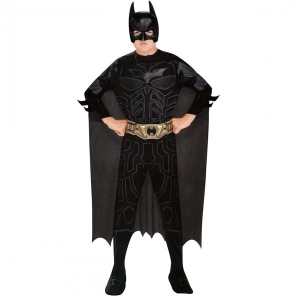 ORJİNAL DC Comics Batman Kostüm 8-10 Yaş Kara Şövalye Kıyafeti